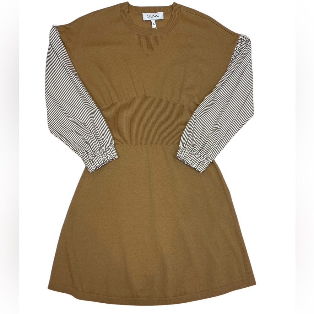 10 Crosby Derek Lam Sweater Shirt Dress Lainey Tan Print Long Sleeve Wool NEW - Picture 15 of 15